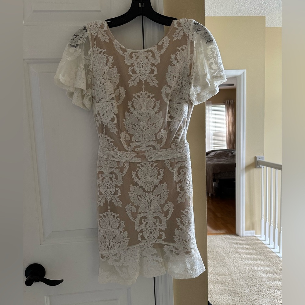 For Love And Lemons Cream and White Lace Mini Dress